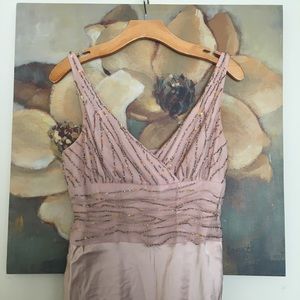 Anne Klein Blush Pink Silk Beaded Dress